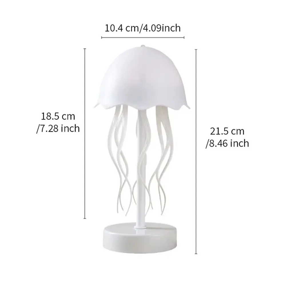 Warm/RGB Light 3D Floating Jellyfish Lamp Adjustable Tapping Change Colors Cartoon Jellyfish Table Lamp Realistic Non-slip Base