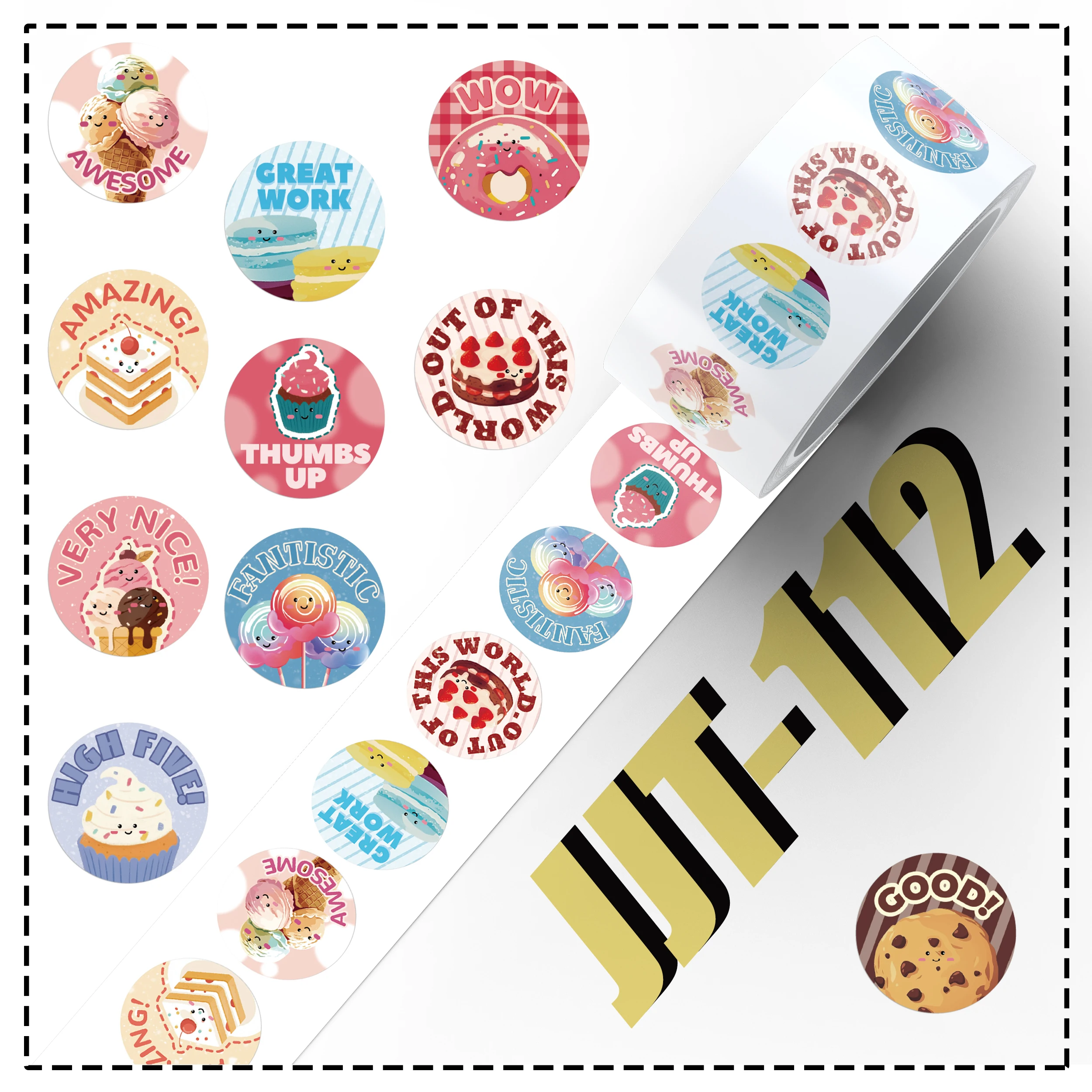 500PCS Dessert Rewards Roll Stickers Cute Cartoon Cake Decals For iPad Student Tablet Laptop Luggage Refrigerator DIY Stickers