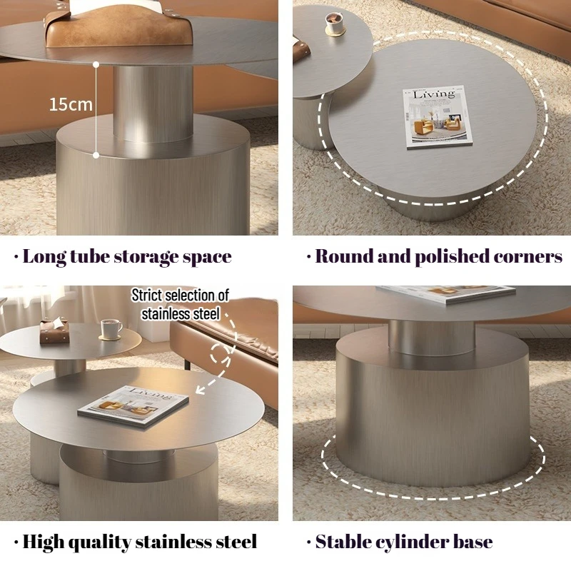 Nordic Coffee Tables Stainless Steel Design Side Table Luxury Minimalist Center Tables Modern Bedside Table Home Furnitures