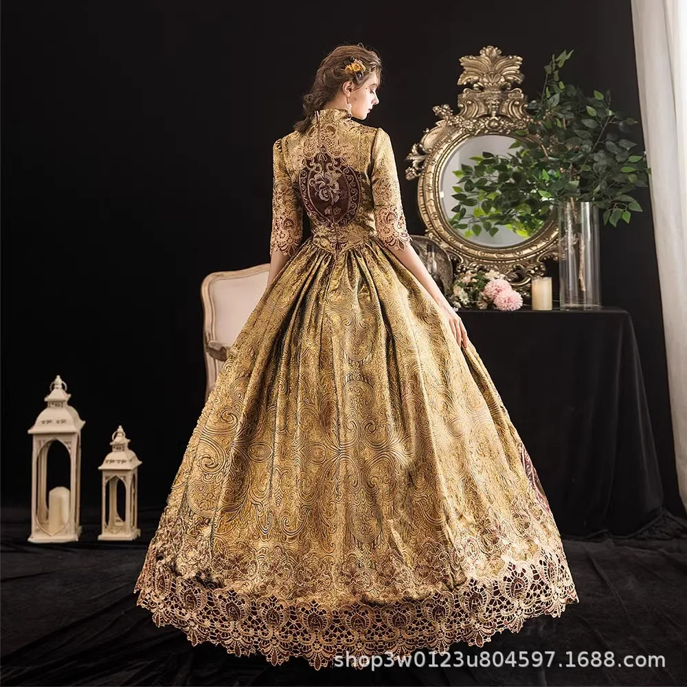 유화 코트 복고풍 연예인 드레스 화려한 공연 드레스 무대 Sissi Princess Mid-sleeved Annual Meeting Women 연주용드레스