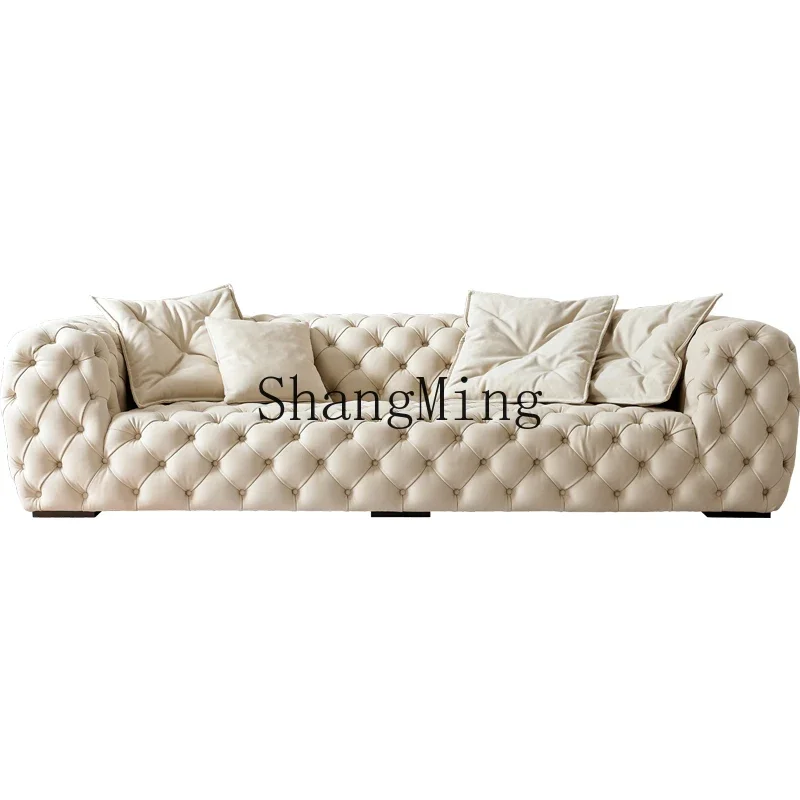 ZZJ Cream Wind Moon Surface Large Sitting Sofa Villa Small Apartment Living Room Balcony Pull-up Fabric Wear-resistant Sofa