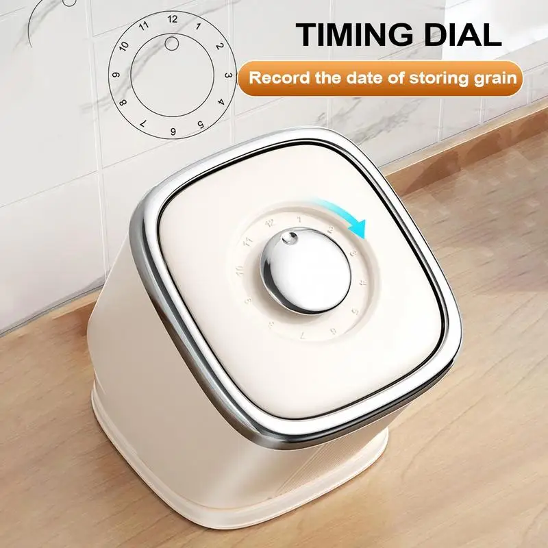 Contenedor de almacenamiento de arroz, contenedor de alimentos, tanque sellado a prueba de humedad, caja de almacenamiento de cocina giratoria con taza medidora para avena