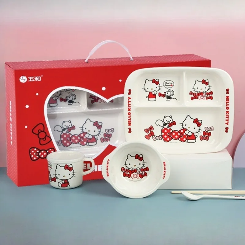 

Anrio Hello Kitty Cute Bowl Gift Box Cutlery Baby Cute Fun Food Grade Children's Cutlery Set Bowl Cup Spoon Companion Set Gift