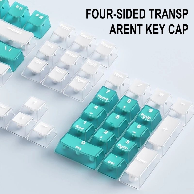 Quality PC MDA Keycaps 114 Keys for Mechanical Keyboards Classical Clear MDA Keycaps Fully Transparent Keycaps for Gamings