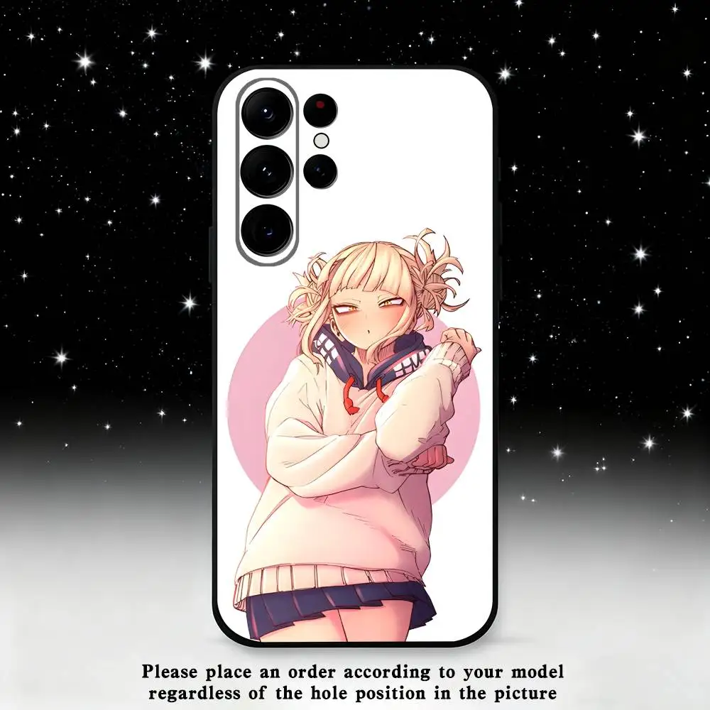 Custodia per telefono Toga Himiko My Hero Academia per Samsung S25, S24 Ultra, S20, S30 plus, S22 plus, S23, S30 Ultra 5G Custodia nera in silicone