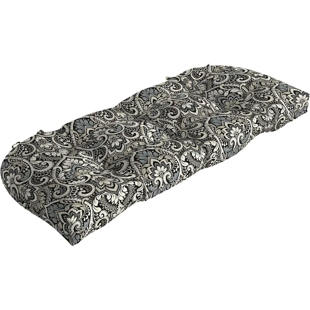 

Arden Outdoor Wicker Settee Cushion, 41.5 x 18, Rain-Proo, ade Resistant Black Aurora Damask