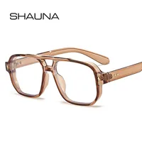 SHAUNA Puentes dobles Anti luz azul Retro Mujeres Gafas cuadradas Marco Moda Hombres Gafas ópticas