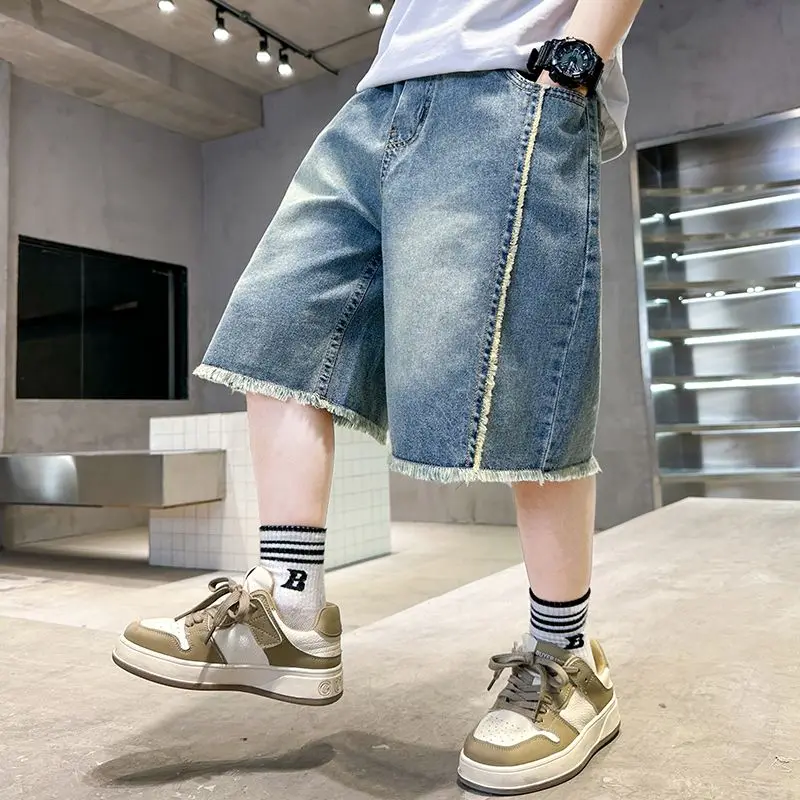 

Boys' Summer Casual Jeans 2024 Summer New Shorts Boys' Sports Denim Capris Boys Clothes