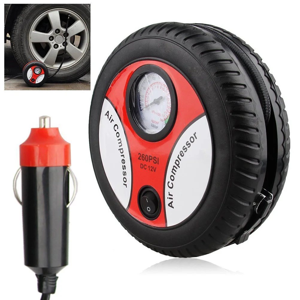 

260psi Dc 12V Car Tire Inflator Portable Air Compressor Pump Fast Inflation Visible Scale Lightweight for Cigarette Lighter