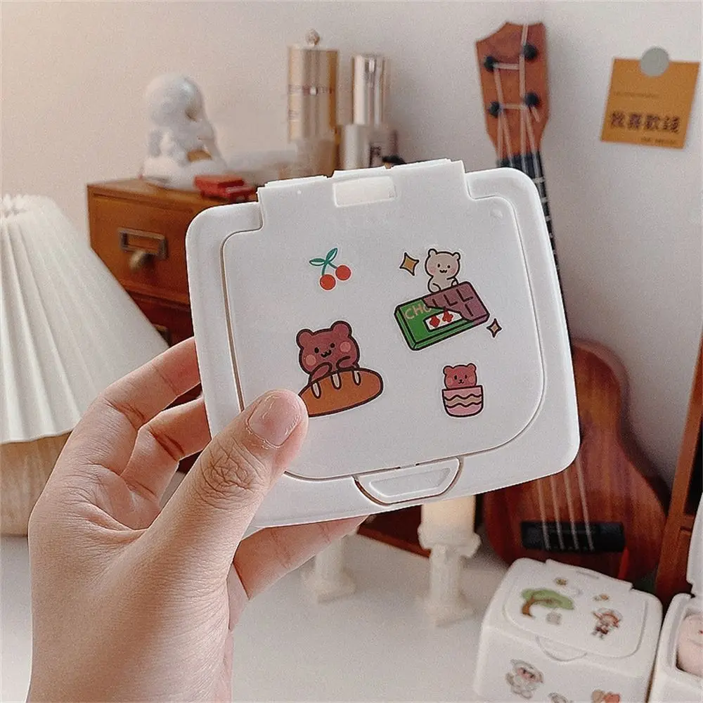 Multi-functional Desk Organizer Box with Lid Large Capacity Sticker Storage Box Plastic Box Rectangle Stationery Containers