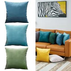 Ultra Soft Blue Velvet Throw Pillow Cover For Sofa Home Decoration Comfortable Cushion Cover Nordic Pillowcase Funda Cojin