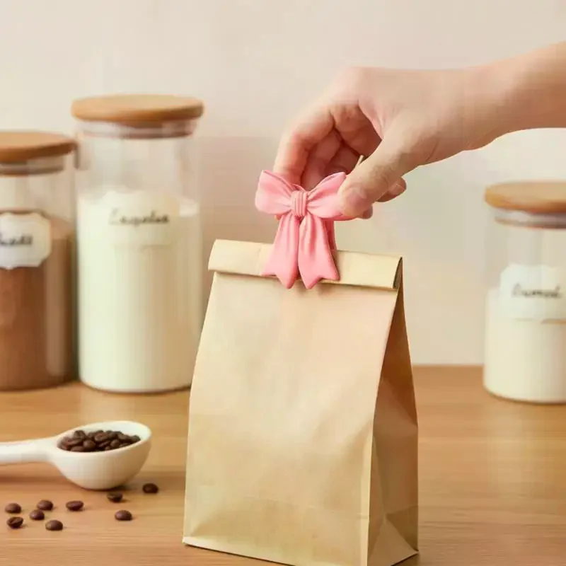 Colorful Bowknot Sealing Clips Moisture-Proof Fresh-Keeping Snack Bag Sealer Clamp For Plastic Bags Reusable Kitchen Accessory