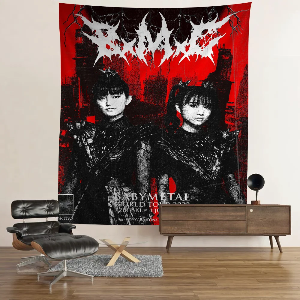 Babymetal Anime Tapestry Hippie Flower Wall Carpets Dorm Decor Wall Hanging Home Decor