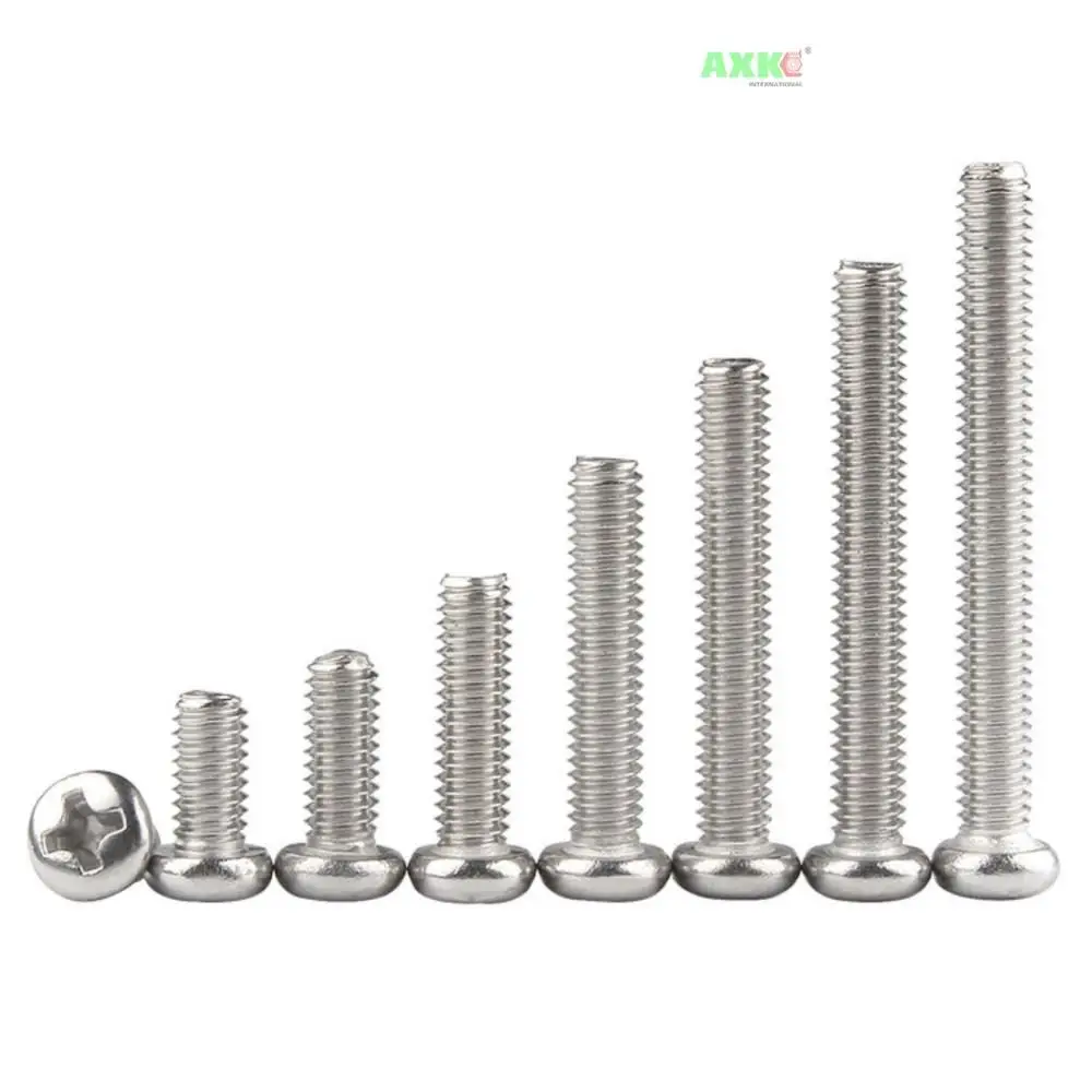 10PCS/LOT Cross Recessed PM Pan Round Head Screws M3 M3.5 M4 M5 M6 M8 M10  A2-70 Stainless Steel Phillips Machine Screw