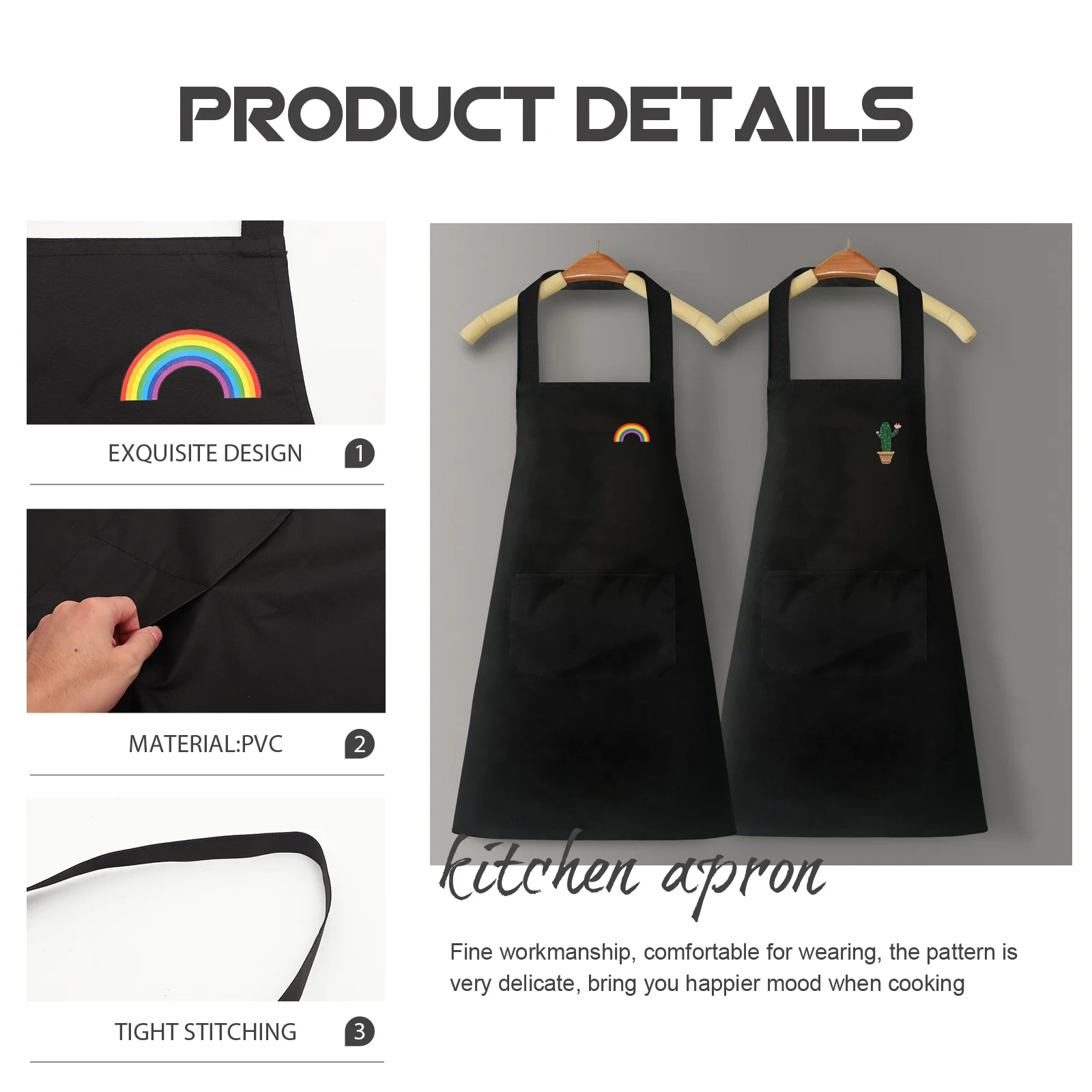 

2Pcs Cartoon Kitchen Aprons Wear-Resistant Oil-Proof Cooking Aprons Plus Size Waterproof Practical for Home Restaurants