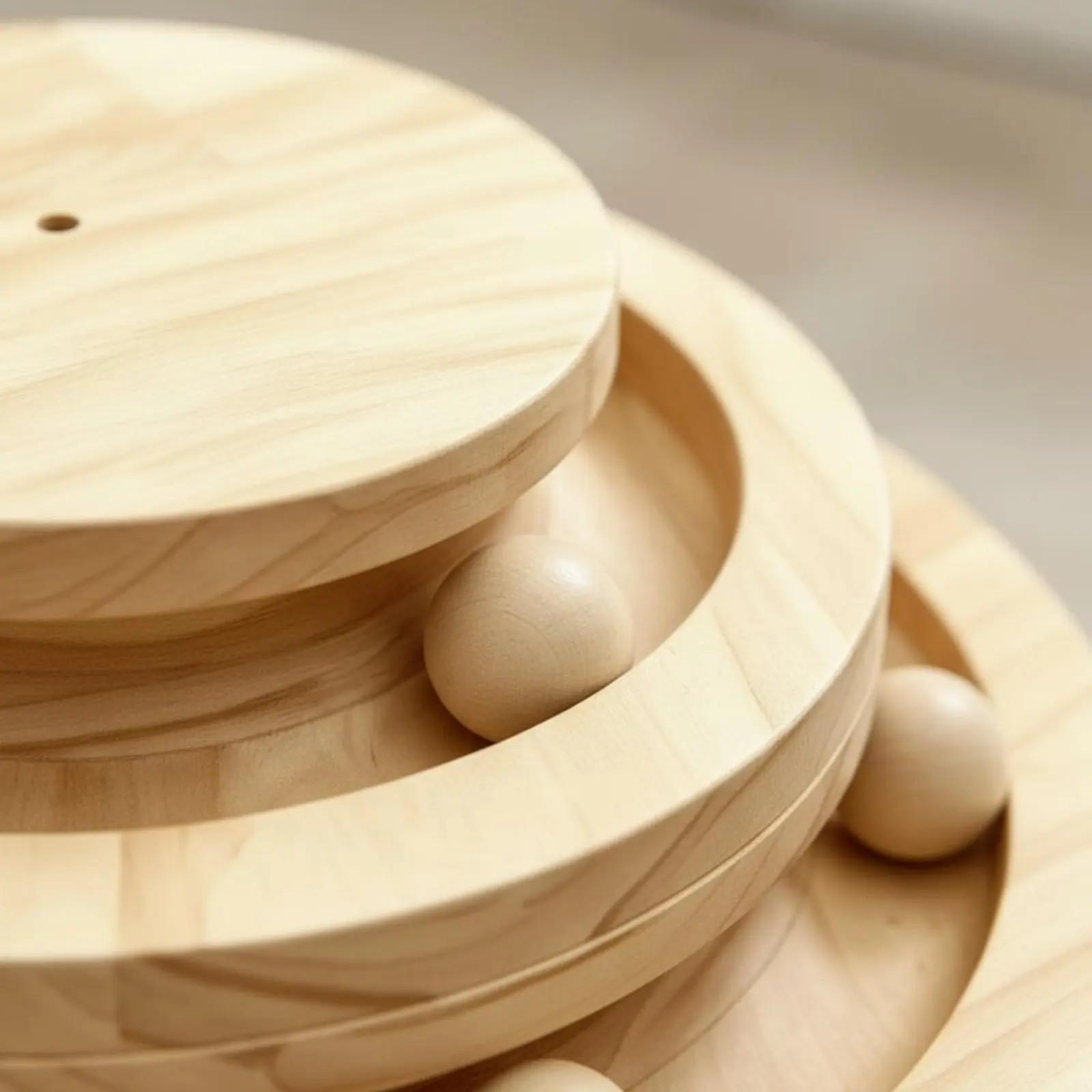 

Wooden Feline Ball Track Interactive Wooden Ball Track Toy Feline Turntable Toy Indoor Use Mental Exercise for Playtime