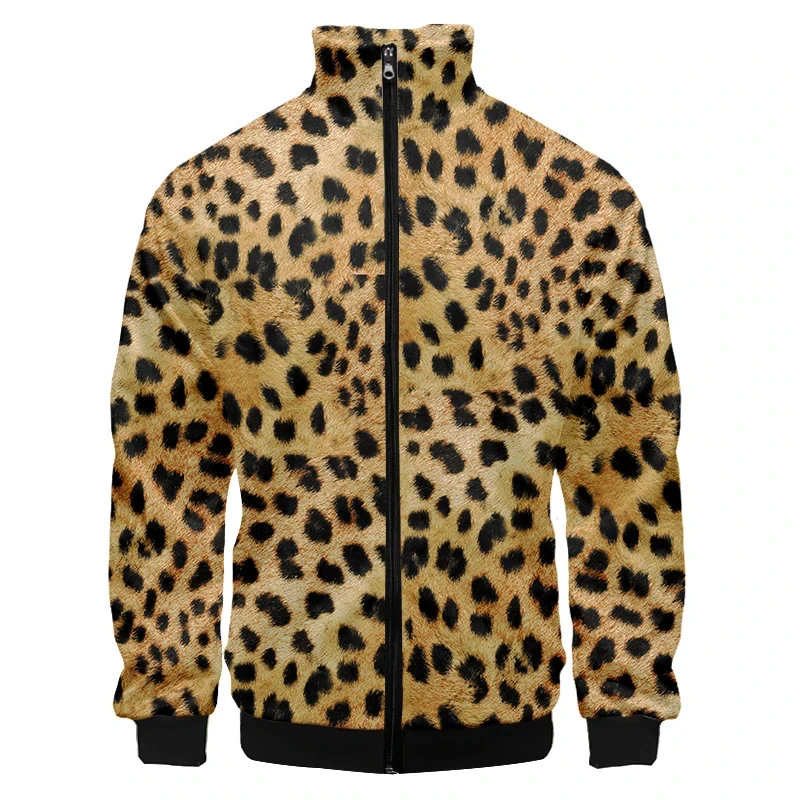 Leopard Print Zipper Hoodies Sweatshirts 3D Printed Jackets For Men Women Clothing Casual Fashion Trendy Unisex Coat Jacket Tops