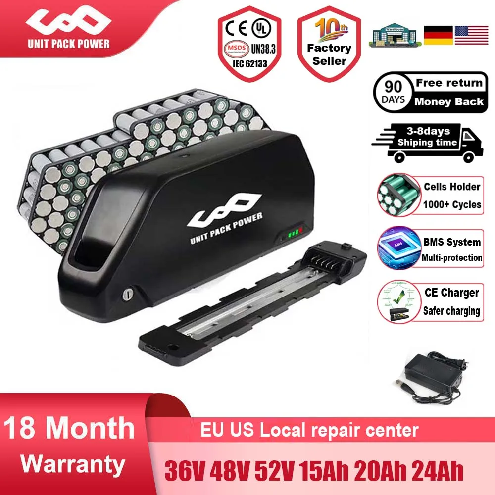 

Polly EBike Battery 21700 L-G Pan-son-c Tes-la 72V 60V 52V 48V 24Ah 36V Downtube Bateria Pack for 1500W 1000W 750W 350W Motor