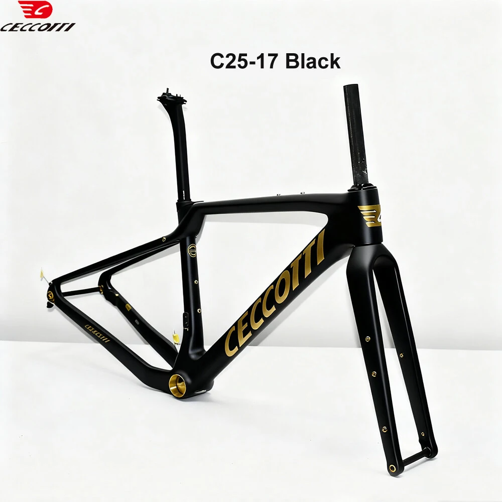 CECCOTTI T1000 Carbon Frame, geschikt voor 700C*50C, T47 draad BB fietsframe, volledig geïntegreerde kabels, gravel fiets frameset
