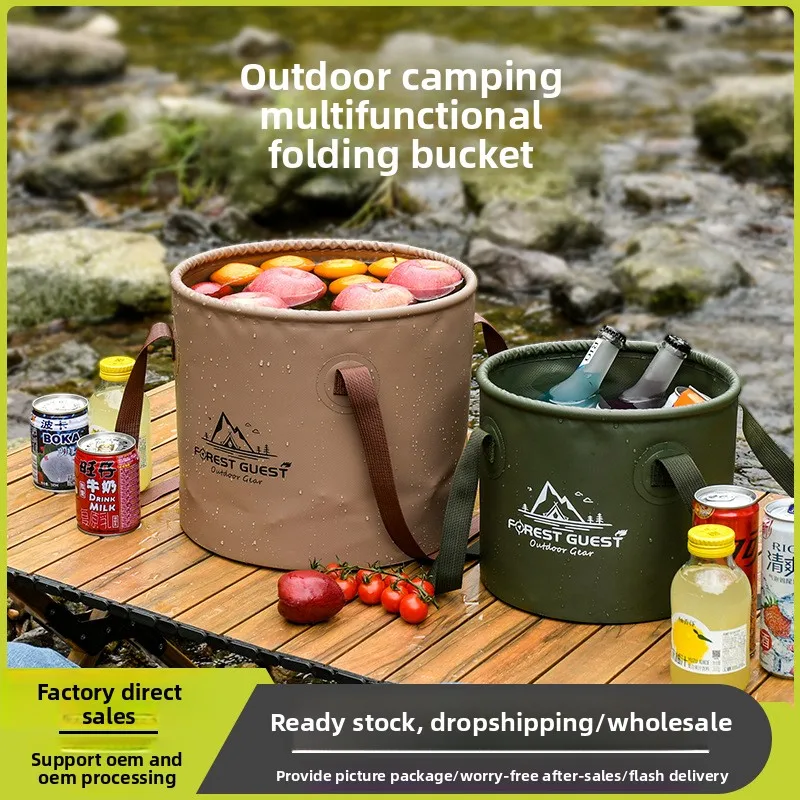 

Outdoor camping multi-functional PVC folding bucket, portable with large capacity of 10L for picnics