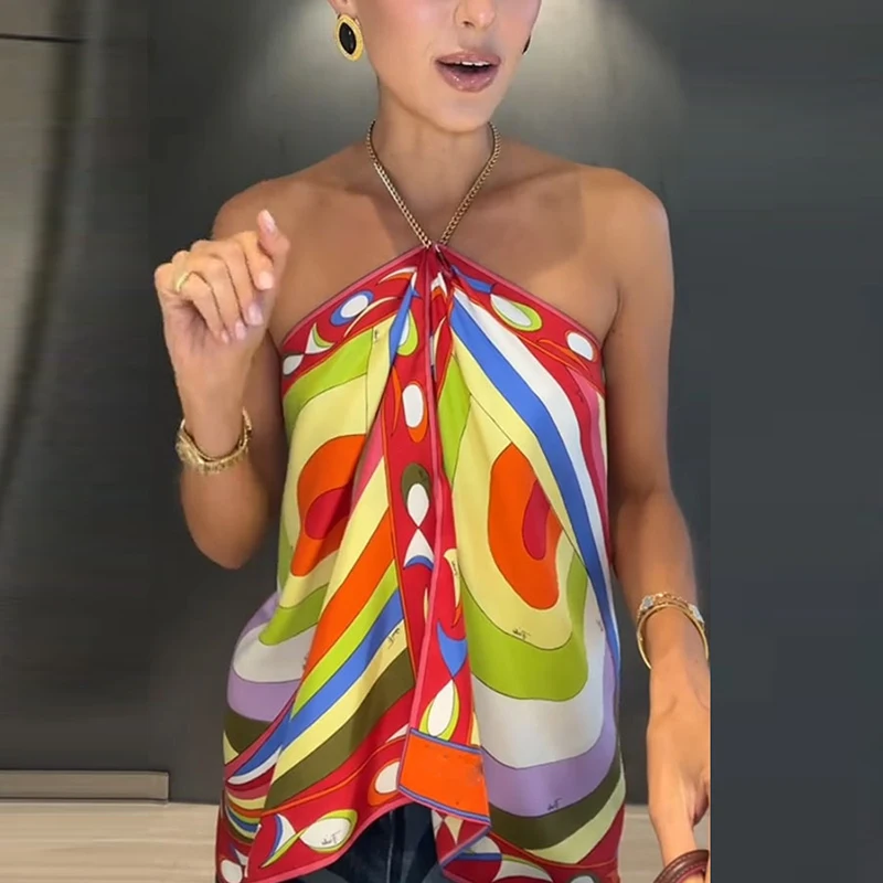 أزياء الرسن المطبوعة سترة المرأة تانك القمم أكمام المرأة تي شيرت سيدة عطلة الشاطئ قمم قميص الموضة #3
