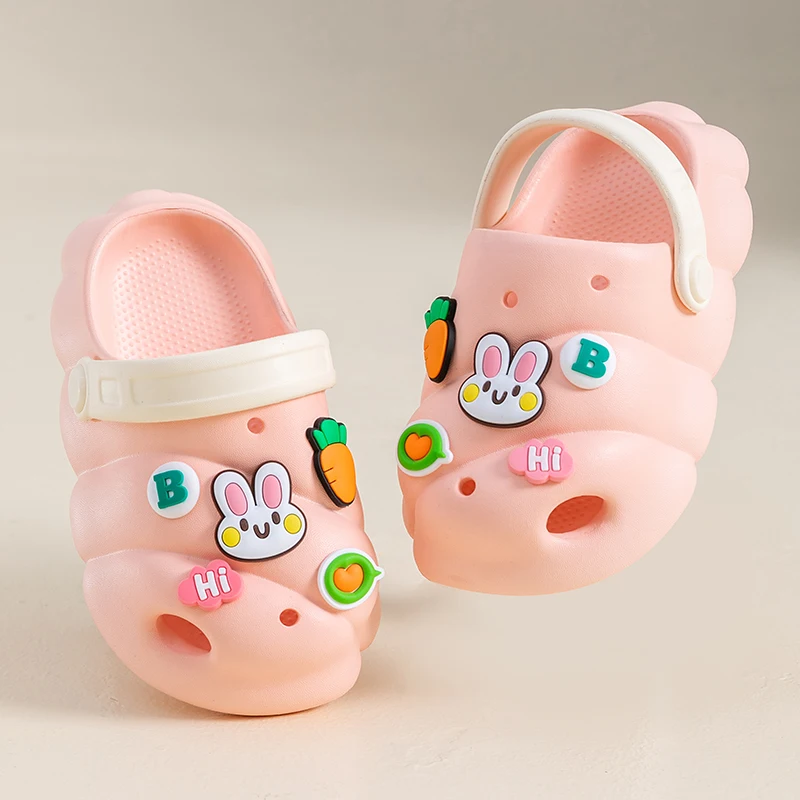 

Toddler Kids Cartoon DIY Bear Rabbit Clogs, Non-Slip Quick Dry Breathable Summer Indoor Outdoor Casual Slippers