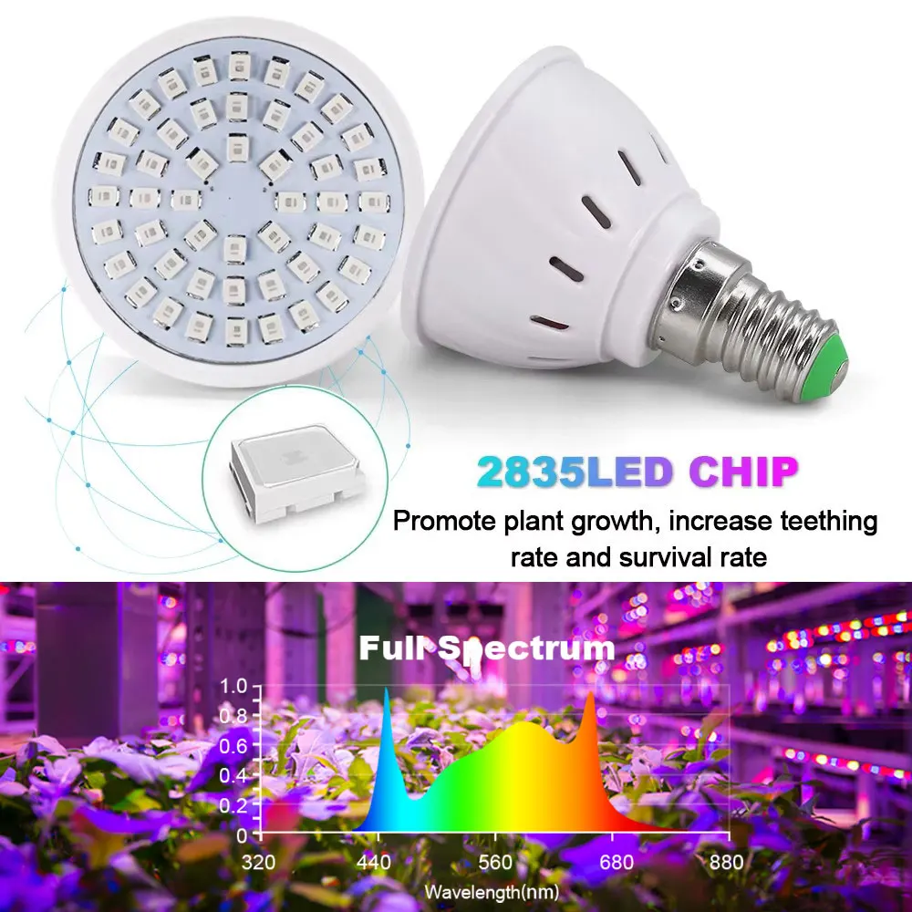 2 ピース/ロット LED 成長電球 E27 E14 GU10 MR16 220V フルスペクトル温室水耕栽培ランプ花の種子植物 Phytolamp