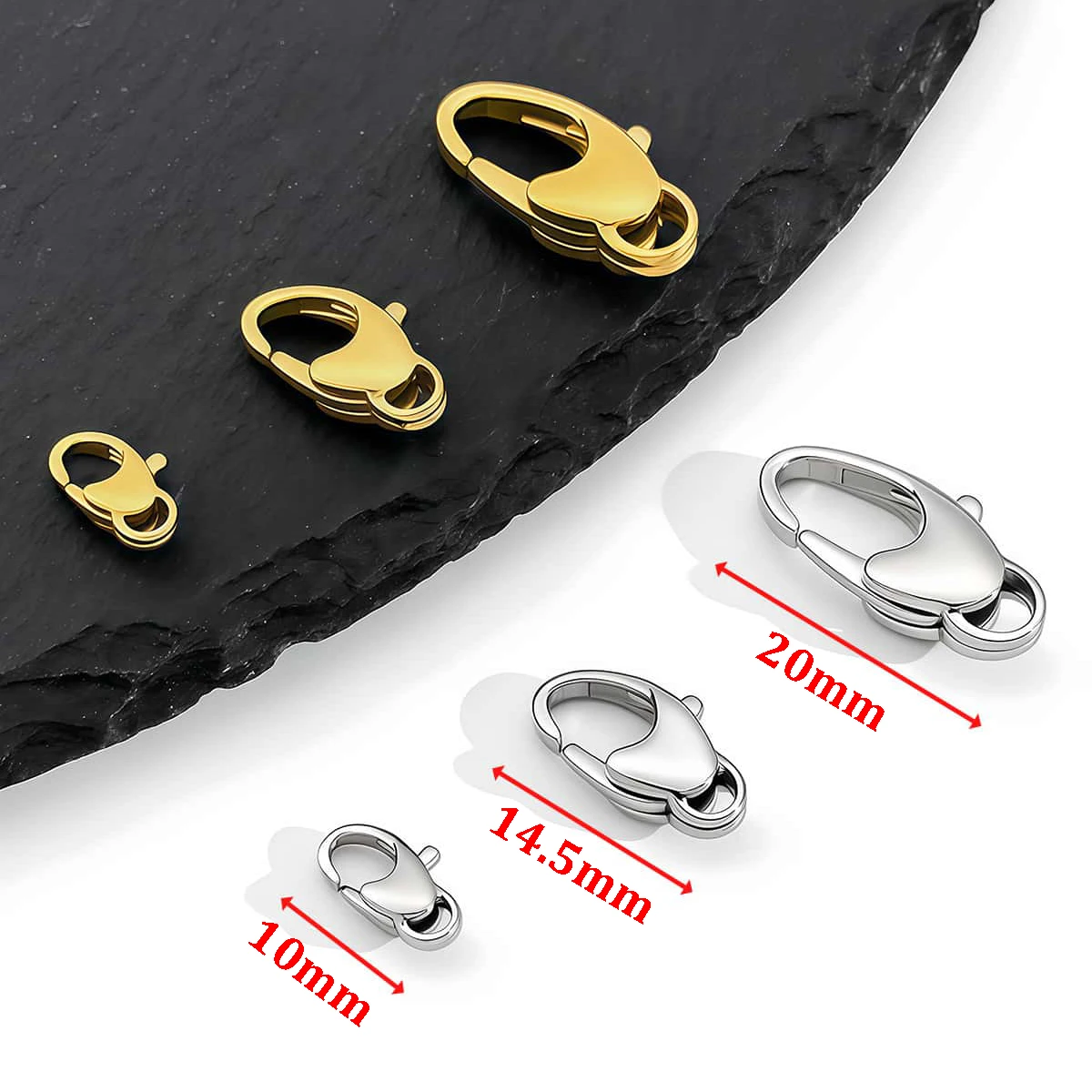 1-3 Stück Edelstahl-Karabinerhaken 10-20mm für Halsketten, Armbänder, DIY-Schmuckherstellung, Zubehör – Detail 1