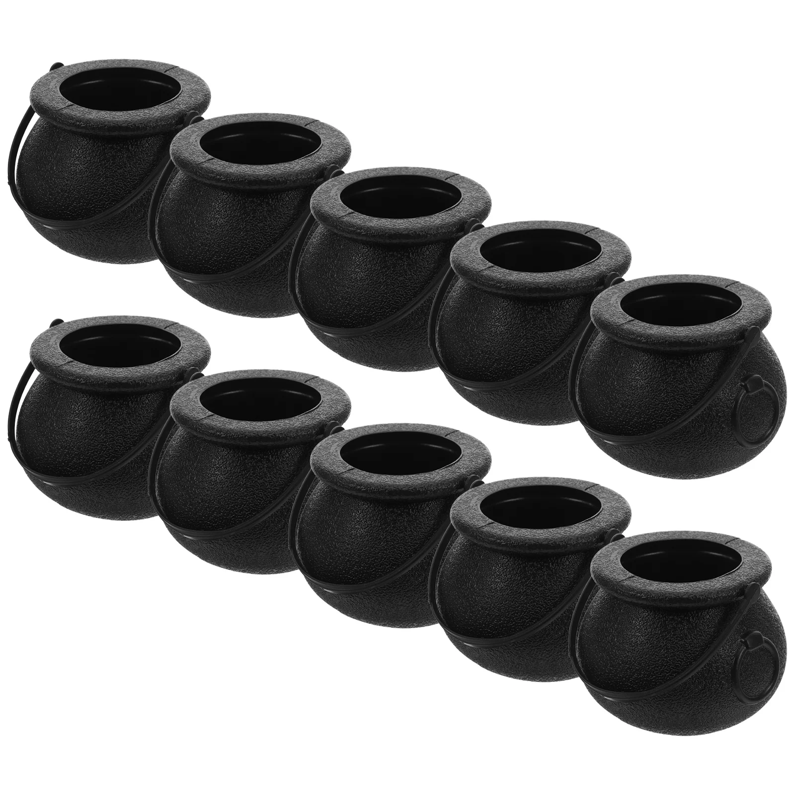 10 قطع من دلاء حلوى الهالوين السوداء الصغيرة، حوامل حلوى مرجل ساحرة مثالية لدلو الهالوين للأطفال