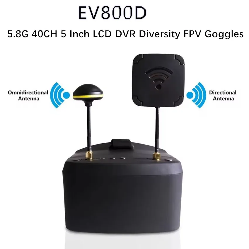 EV800D FPV Goggles 5.8G 40CH 5 Inch 800*480 Video Headset HD LCD DVR Diversity Dual Antenna Build-in Battery for RC FPV Drones
