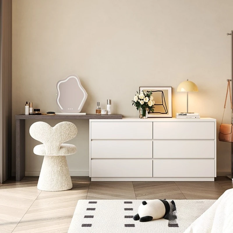 

Cream style modern simple solid wood dresser, chest combination integrated makeup table
