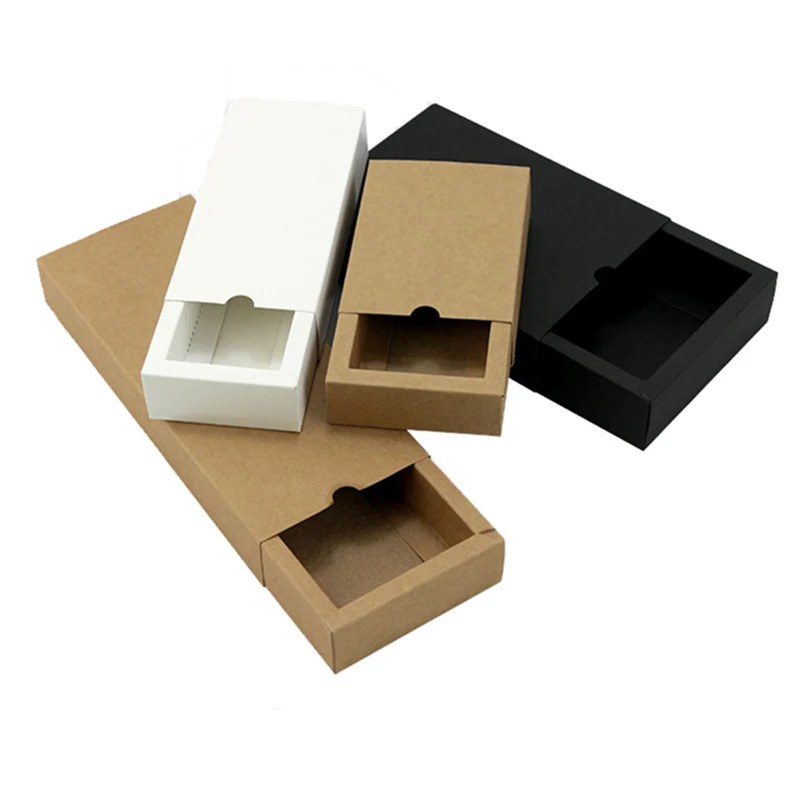 20 pcs Luxury black kraft paper sliding box, cardboard drawer box, CD sleeve Black slide box Custom gift box