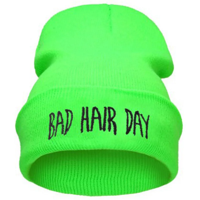 Fall Winter Fashion Bad Hair Day Hiphop Caps Knit Beanie Hat For Women Men Black Gray Blue Pink NEON YELLOW GREEN