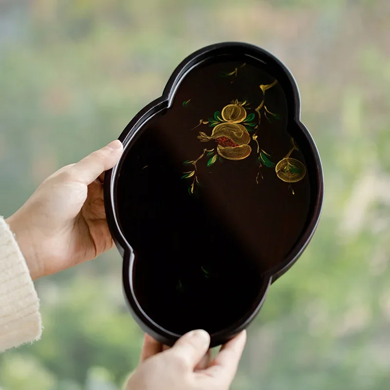 Pure Hand-painted Bamboo Pot Bearing Creative Small Dry Brewed Tea Bearing Household Simple Tray TeaSet Tea Ceremony Accessories