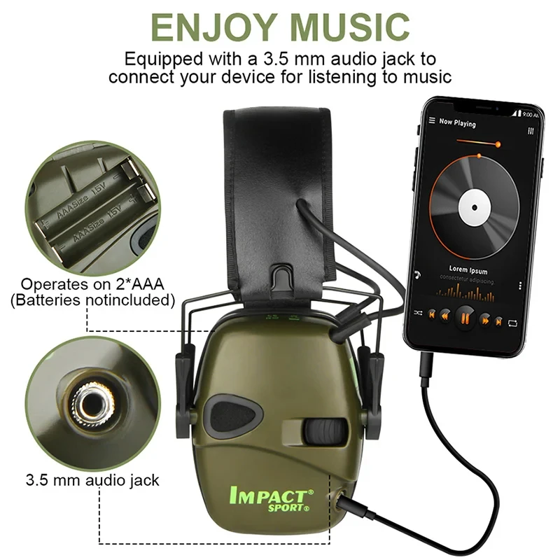 Tactical Electronic Shooting Earmuff Case Anti-noise Headphone Sound Amplification Hearing Protection Headset Foldable with Bag