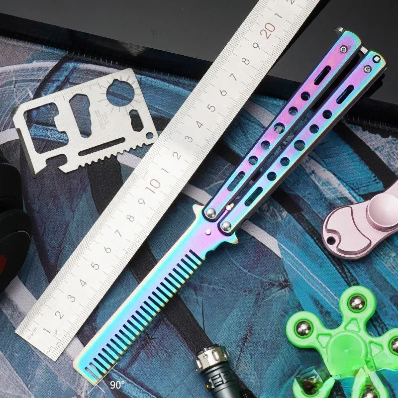 Imagem -03 - Portátil Folding Butterfly Comb Csgo Balisong Trainer Pocket Practice Training Tool Jogos ao ar Livre Aço Inoxidável