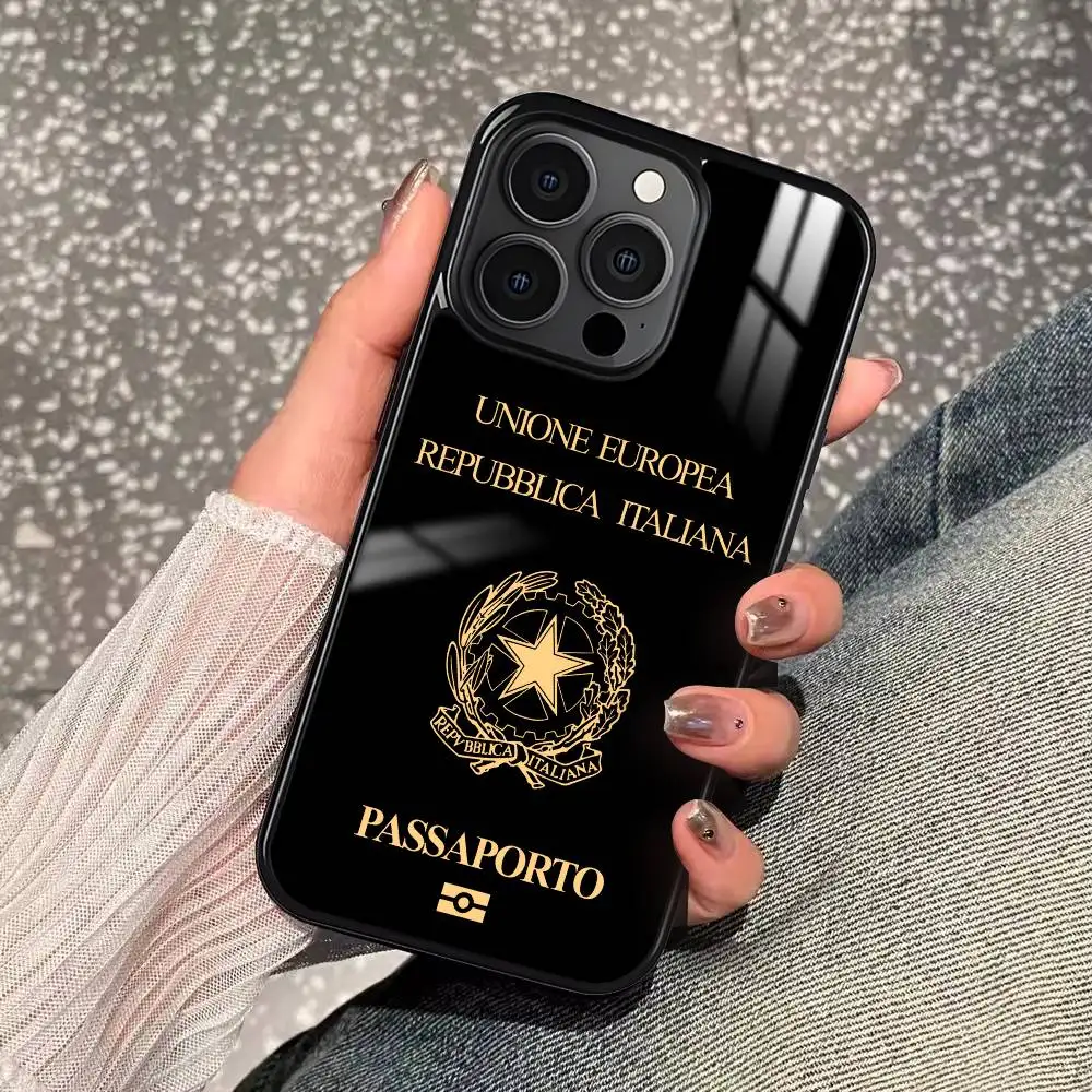 

Fashion Italy Passport Phone Case For iPhone 16 15 14 13 12 11 Pro Xs Max Mini Plus Celulares Hard Funda
