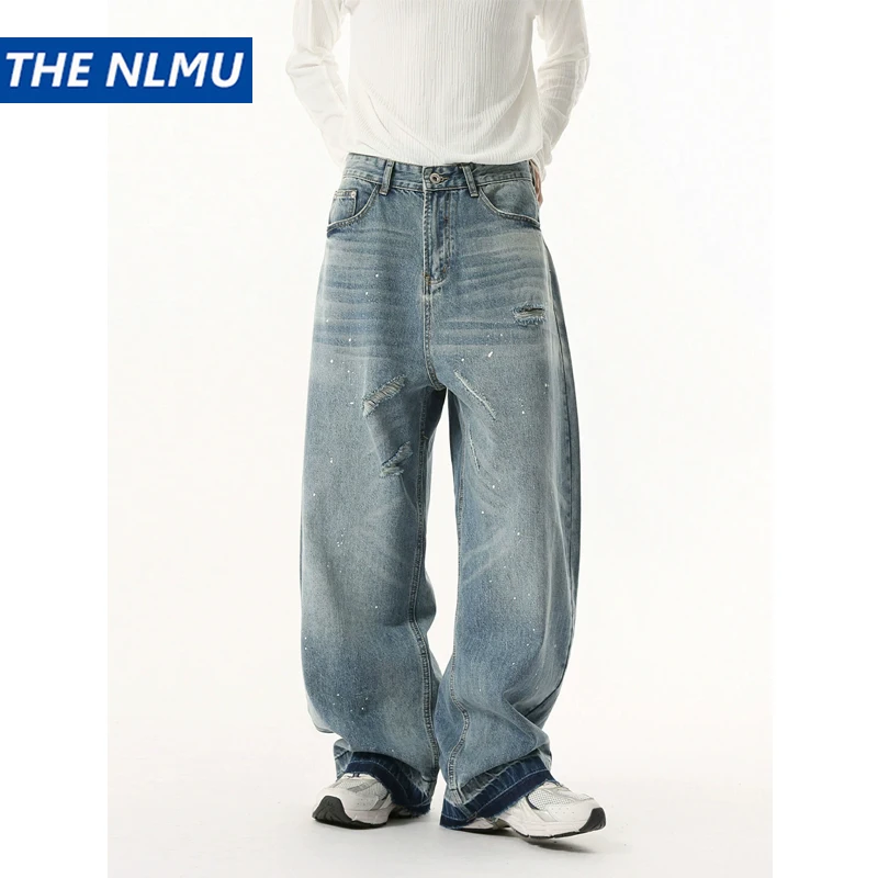 

Vintage Baggy Jeans Men Women Distressed Ripped Hole Straight Denim Pants Streetwear Hip Hop Loose Designer Jeans Trousers