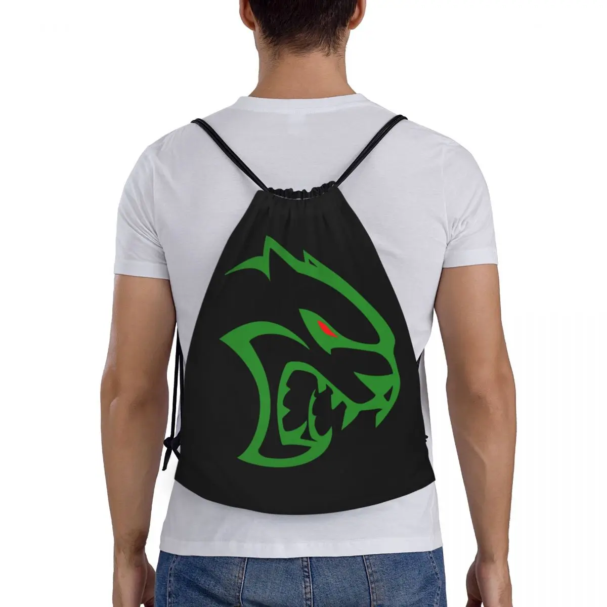 Hellcats Drawstring Bag para homens e mulheres, mochila esportiva portátil, mochilas de compras super-herói, verde