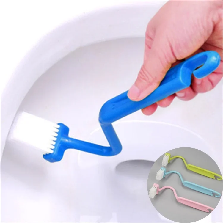 Multifunctional Toilet Cleaning Brush S Shape Portable WC Scrubber Curved Side Bending Handle Corner Handle Curved Brush