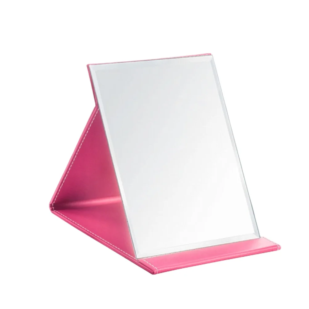 

Makeup Mirror Foldable Fashion Look Rosy Size M PU Glass Scratch Resistant Portable Mirror Travel Beauty Lighting