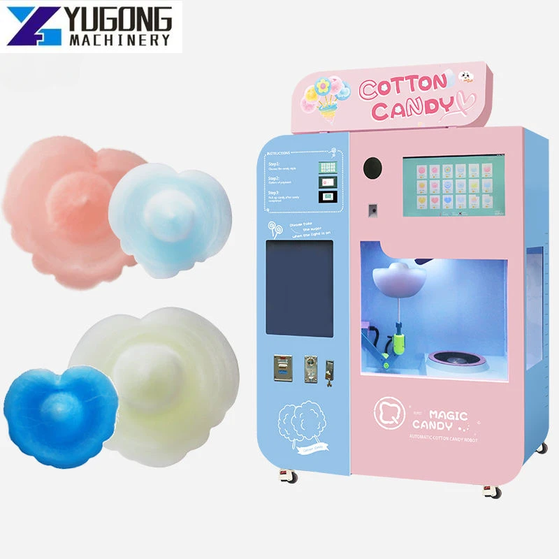 Led Display Screen Magic Automatic Food Fresh Sweet Candy Machines Fairy Floss Sugar Cotton Candy Vending Machines