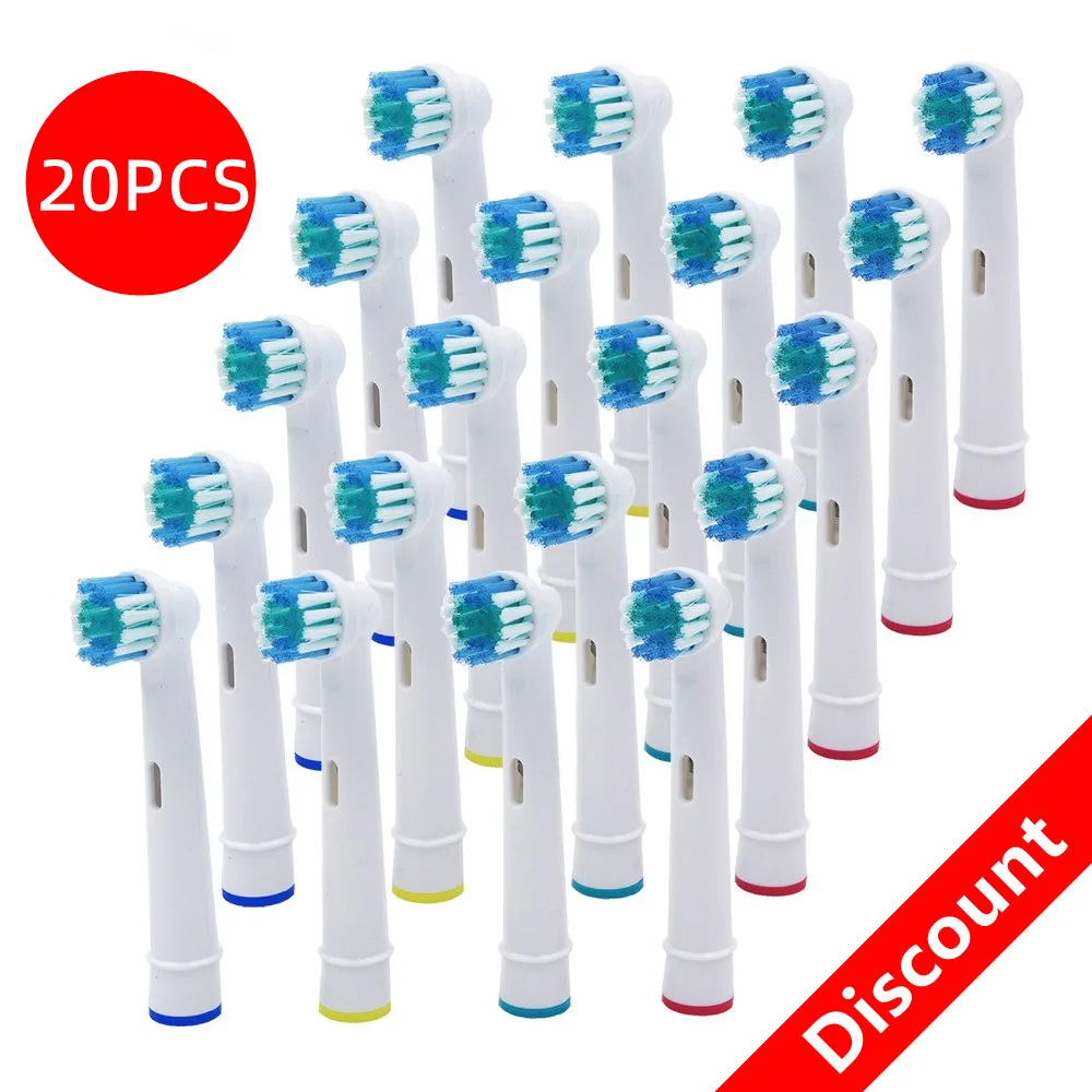 Para oral b/b raun/smartseries/trisone/advance power/pro saúde/triumph/3d 20pcs substituição cabeças escova de dentes elétrica