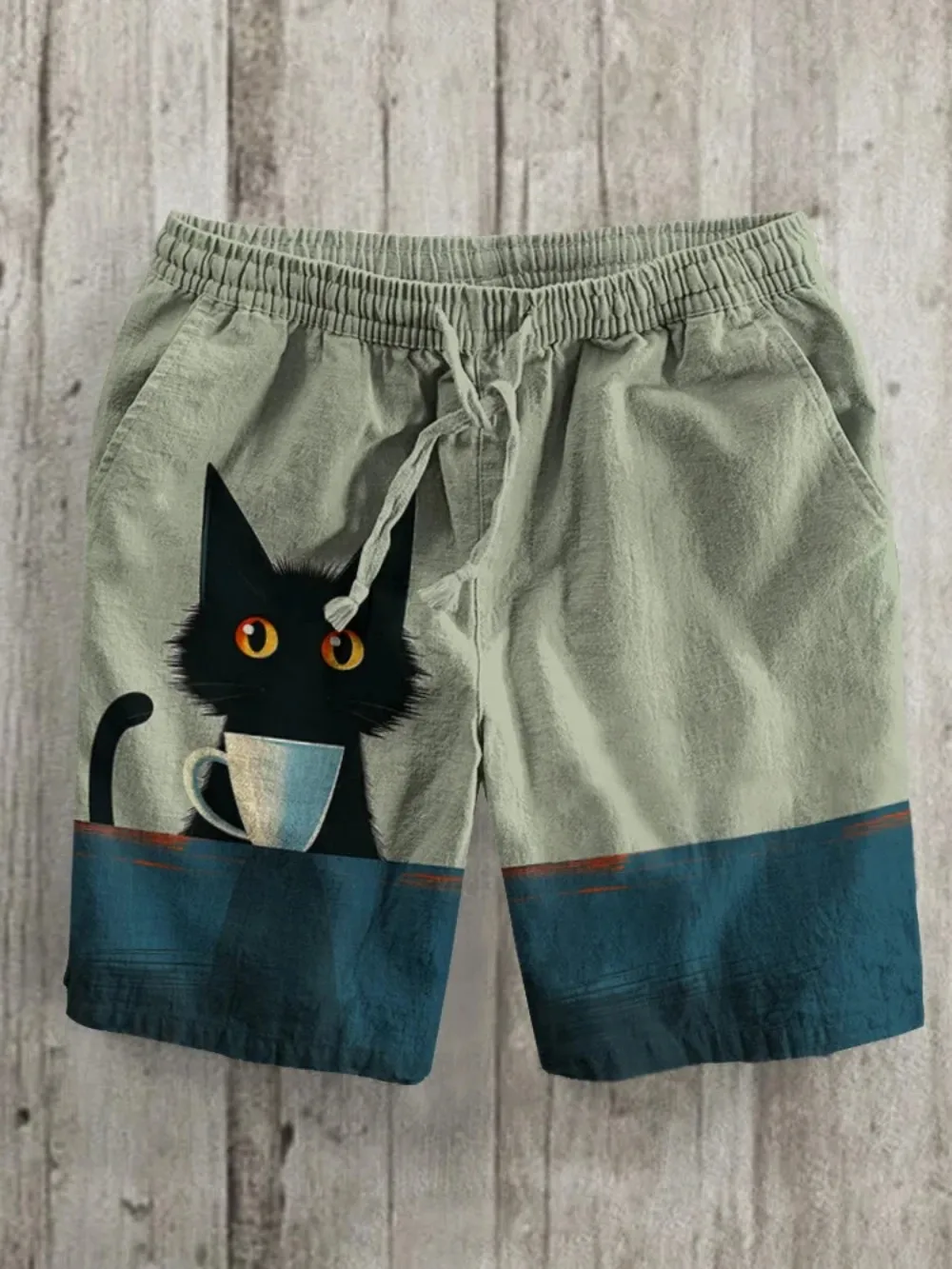 Japanischer Cartoon-Katzen-3D-Druck Sport-Shorts für Herren, schnelltrocknend, atmungsaktiv, Strandshorts, Outdoor, Hawaii, Surfen, Eltern-Kind-Shorts – Detail 6