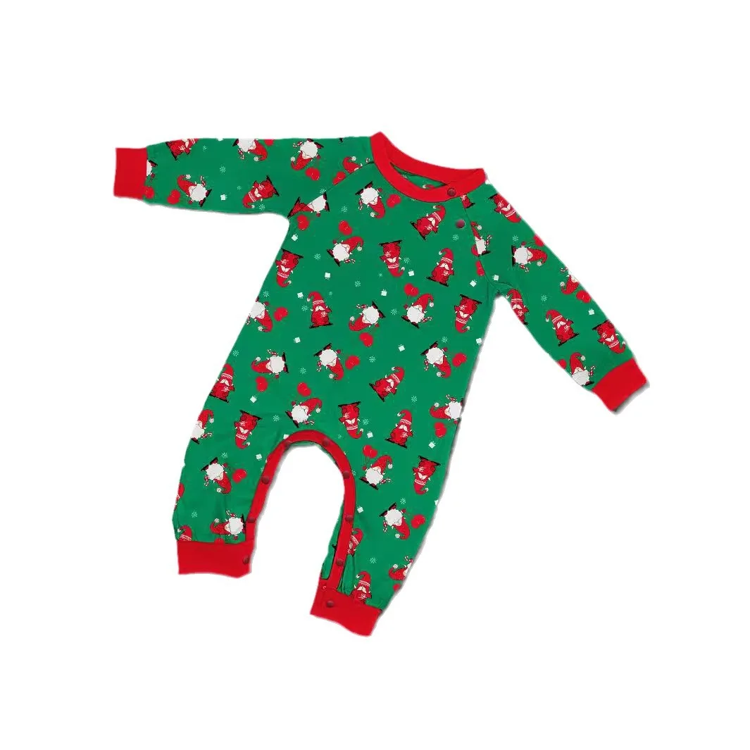 Green printed Santa Claus  clothing manufacturers straight  imitation  long sleeve  pajamas European American family clothing