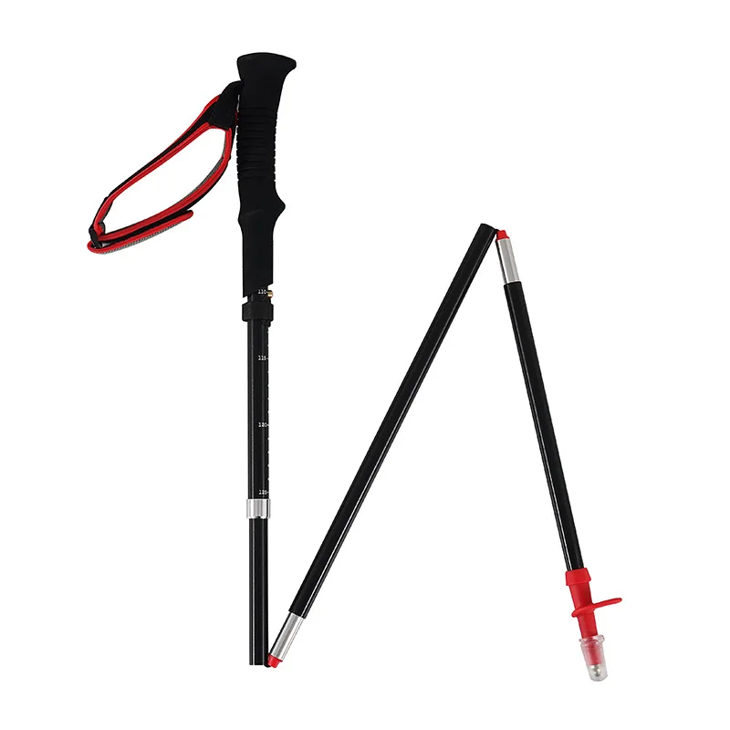 

Outdoor folding trekking poles, four telescopic ultralight walking sticks, adjustable size 7075 aluminum alloy hiking crutches