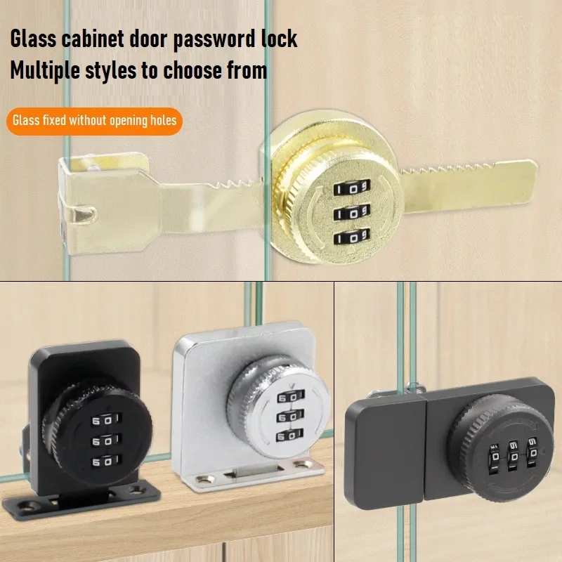 Combination Password Lock Glass Door Lock Serrated Lock Single/double Opening Glass Sliding Cabinet Door Locks Without Punching