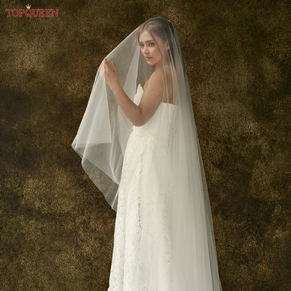 TOPQUEEN V25 Engel geschnittener Hochzeits-Brautschleier, 3 m lang, doppellagig, weiß, cremefarben, elegante Hochzeitsaccessoires, anpassbar – Detail 10