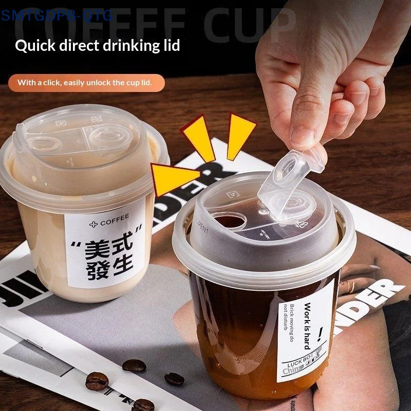 Hot Hot 10Pcs U-shaped Disposable Cups Transparent Coffee Cups With Lids For Hot Drink Milk Tea Takeaway Beverage Cups