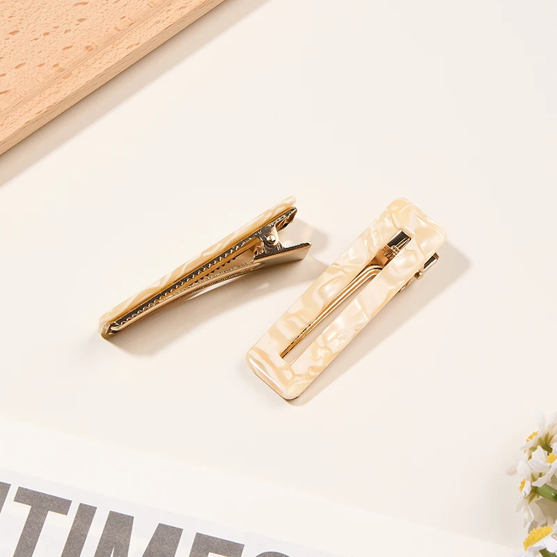 Pinza para el pelo pequeña con estampado de acetato de lujo para mujer, pasadores elegantes con patrón Floral para niña, accesorios para el cabello de moda Kawaii